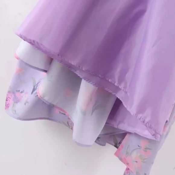 Lilac Floral Puff Sleeve High Waist Surplice Maxi Dress with Bow - Picture 11 of 16